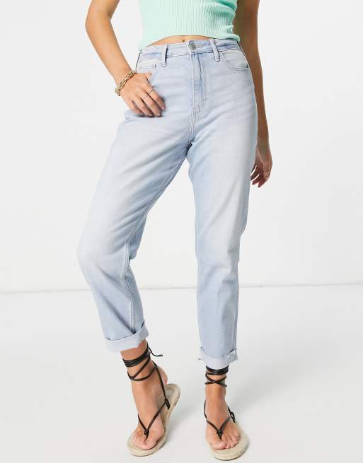 Hollister mom jeans in light wash blue, ASOS