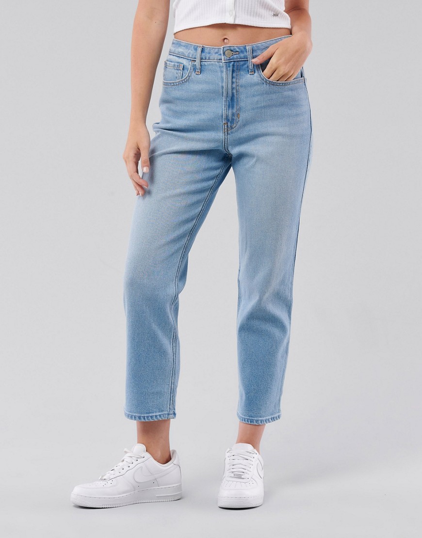 Hollister straight leg jeans in mid wash-Blues