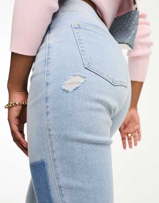 Hollister Boyfriend Patchwork Jeans In Light Wash Blue for Women