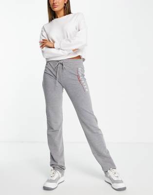 Hollister straight leg logo joggers in grey