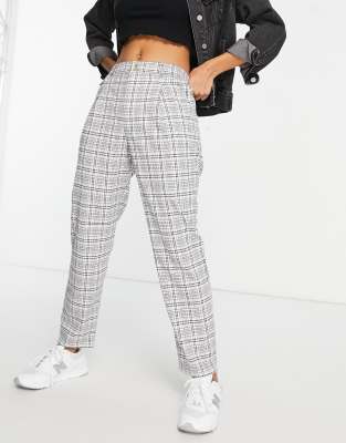 plaid white and black pants