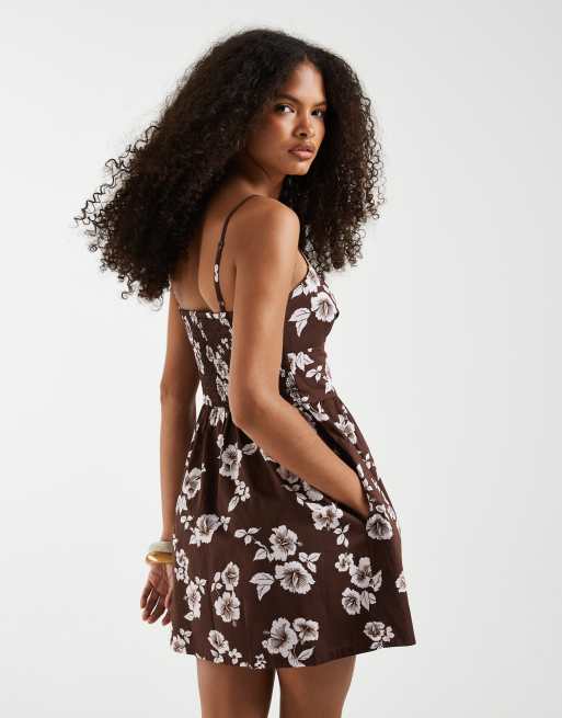 brown and pink floral dress Petal and Pup Women's Betina Bow Front Maxi Dress