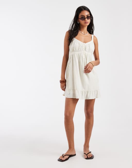 Hollister strappy floaty mini dress in yellow and blue stripe, 2 of 4