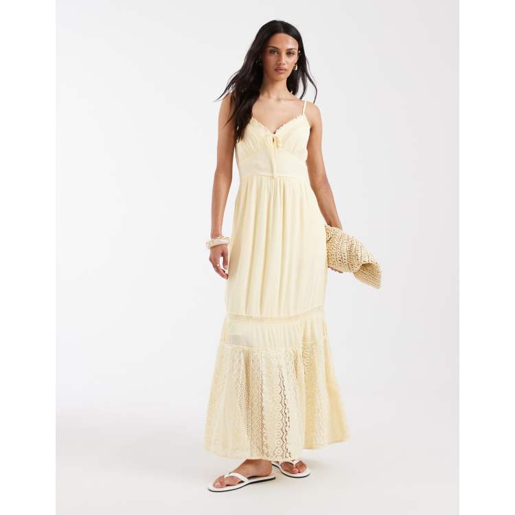 hollister maxi dress Women's Lace Inset Maxi Dress in White Size XL TALL from Hollister