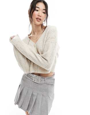 Hollister - Strickjacke in Beige mit Struktur-Neutral