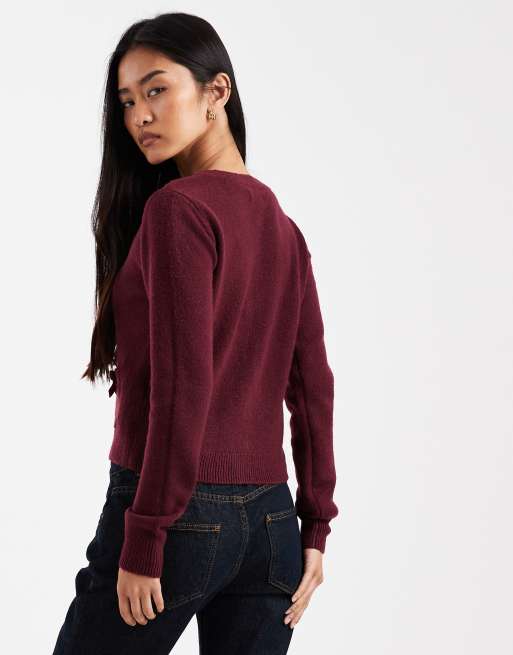 Hollister – Strickjacke in Rot mit Schleifendetail, 4 von 4