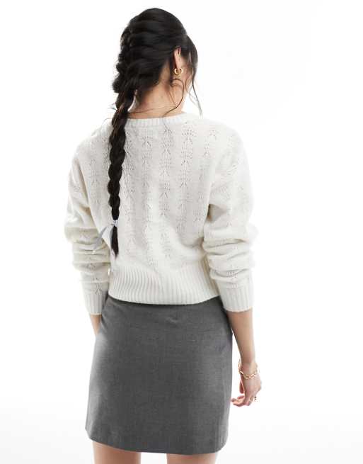 Hollister – Strickjacke in Weiß mit Struktur ASOS