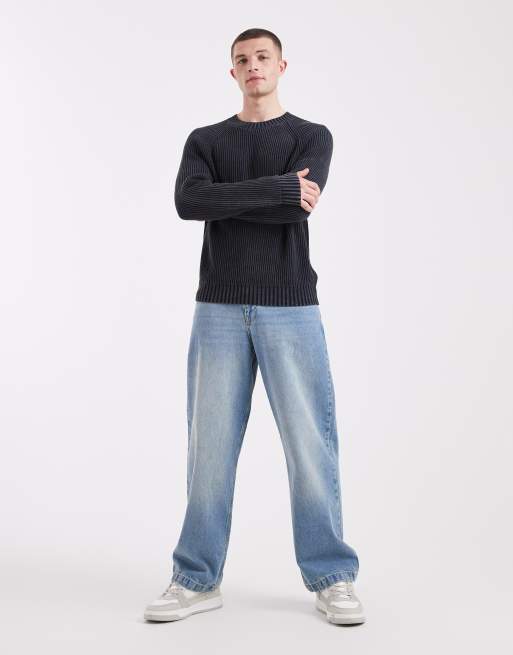 Hollister – Strickpullover in Anthrazit mit Patentmuster, 2 von 5