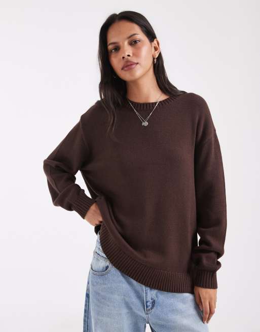 Hollister Strickpullover mit Rundhalsausschnitt in Braun, 1 von 4