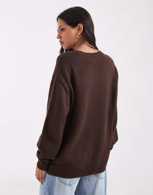 Hollister Strickpullover mit Rundhalsausschnitt in Braun, 4 von 4