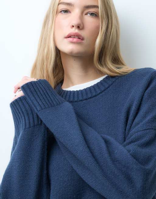 Hollister Strickpullover mit Rundhalsausschnitt in Marineblau, 1 von 4