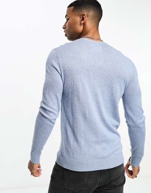 Hollister - Strikket blå trøje med rund hals og ikonlogo, 3 af 4