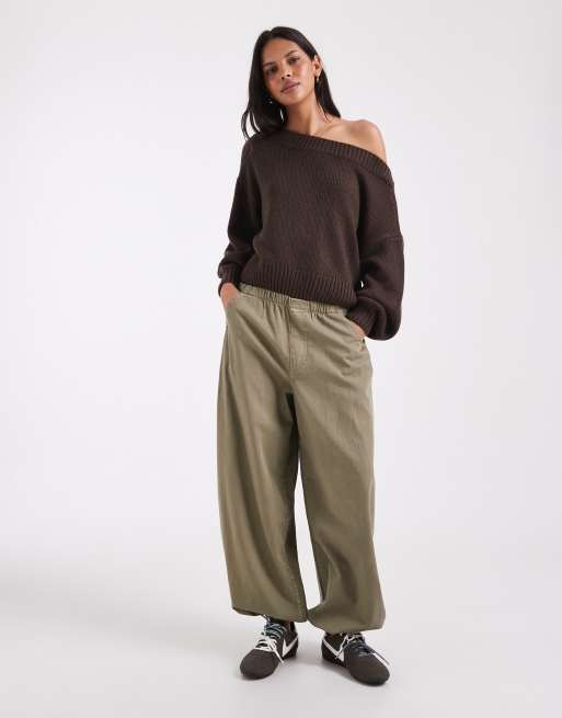 Hollister strikket offshoulder-striktrøje i brun, 3 af 4