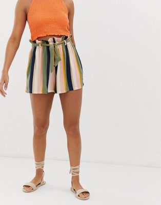 Hollister stripe paper bag waist shorts 
