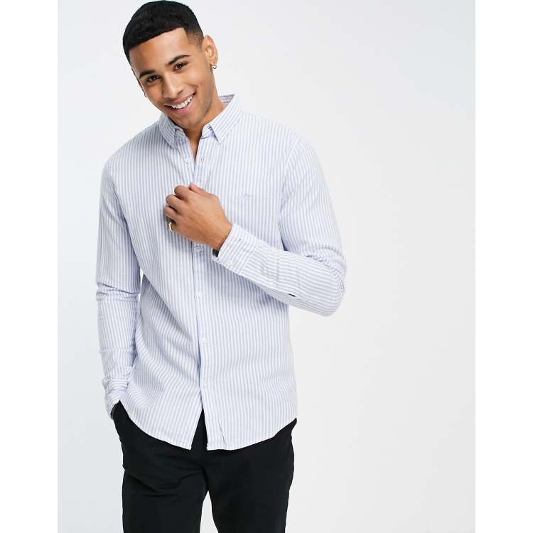 Hollister blue and white striped shirt cheap