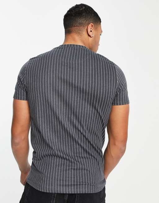 Hollister stripe t shirt in black
