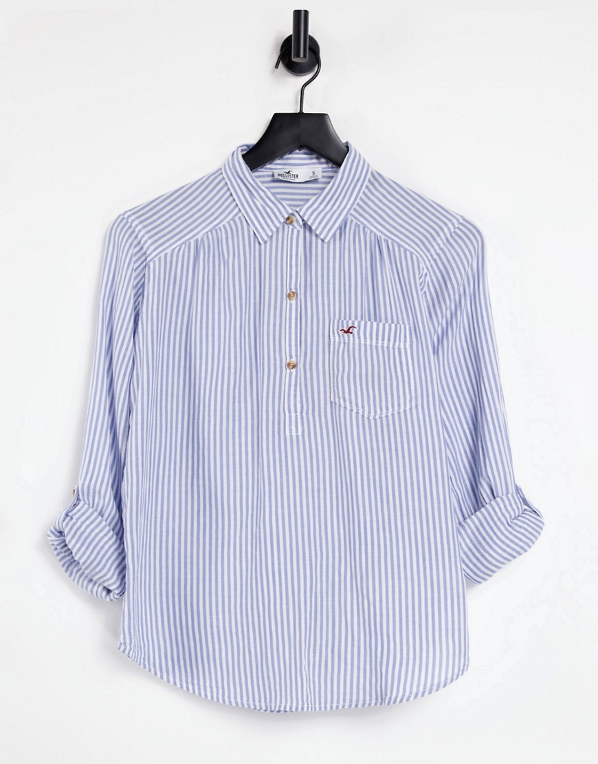 Hollister striped button down shirt in blue