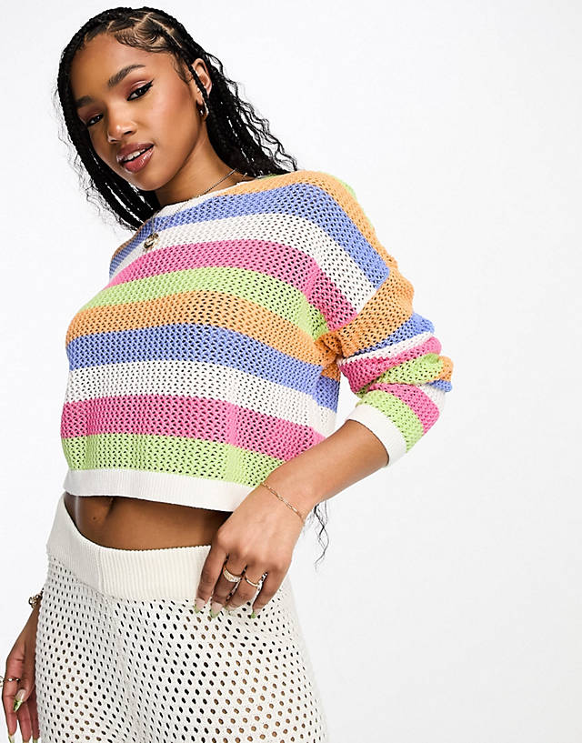 Hollister - striped crochet jumper in multi