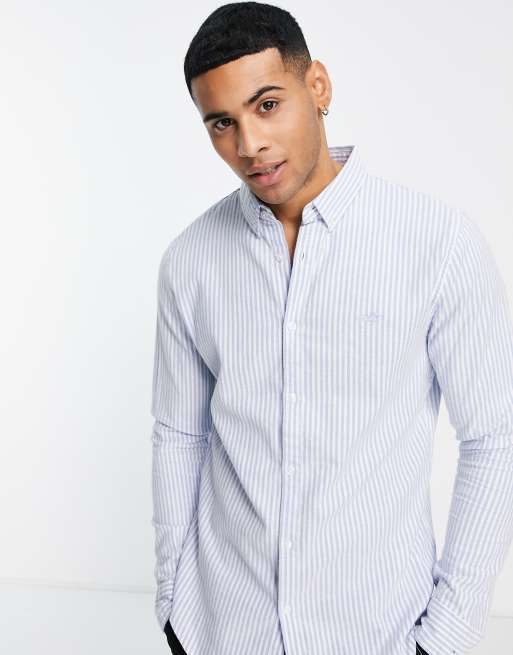 Hollister Men Blue Striped Shirt