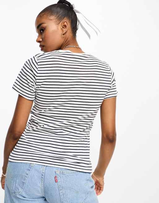 Hollister striped t shirt in black and white