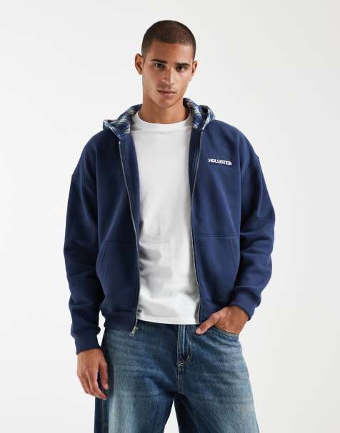 Hollister - Sudadera azul marino con capucha en contraste y cremallera - view 1