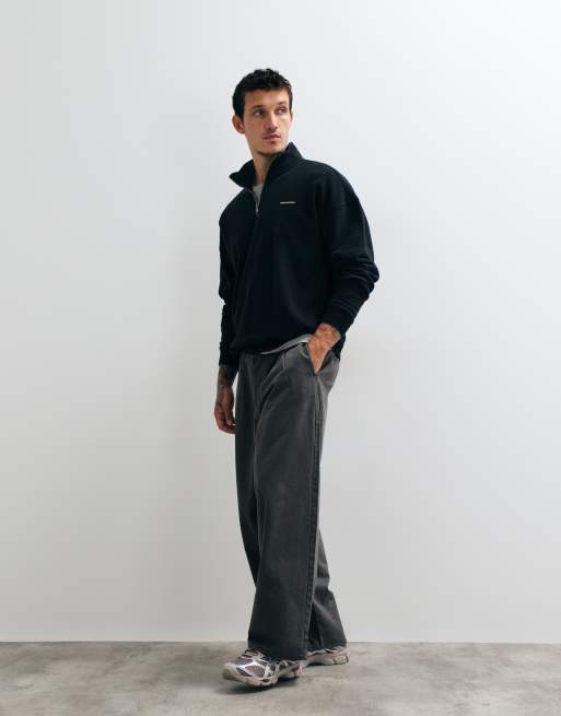 Hollister sudadera boxy con cremallera de 1/4 en negro, 2 de 5