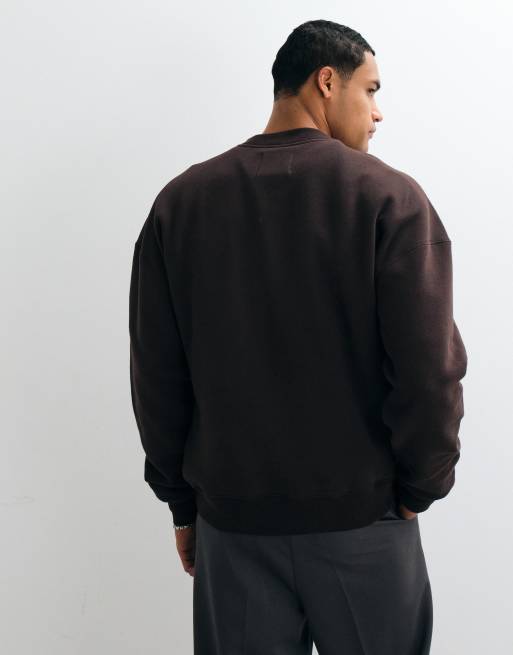 Hollister sudadera boxy de cuello redondo en marrón, 4 de 10