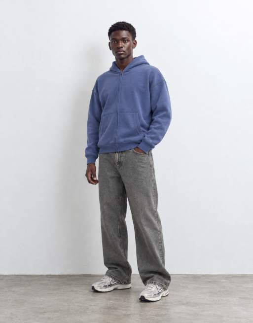 Hollister sudadera con capucha boxy con cremallera en azul marino, 7 de 9
