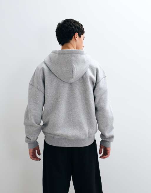 Hollister sudadera con capucha boxy con cremallera en gris claro, 4 de 5