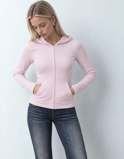 Hollister sudadera con capucha cómoda y ajustada de manga larga en rosa bebé, 9 de 9