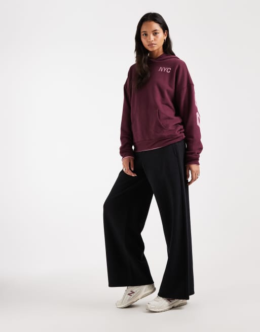 Hollister - sudadera con capucha extragrande con estampado Brooklyn en burdeos, 4 de 4
