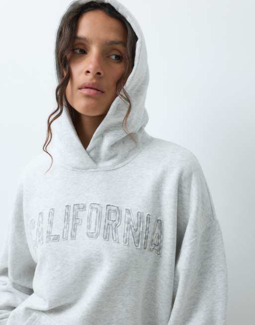 Hollister sudadera con capucha extragrande con estampado California en gris, 1 de 5
