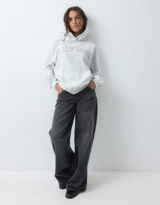 Hollister sudadera con capucha extragrande con estampado California en gris, 2 de 5