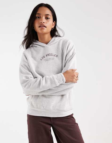 Hollister - sudadera con capucha extragrande con estampado gráfico de LA en gris - view 1