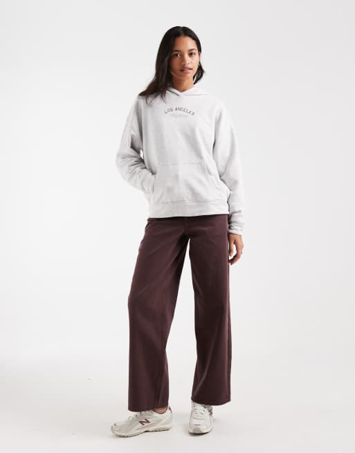 Hollister - sudadera con capucha extragrande con estampado gráfico de LA en gris, 3 de 4