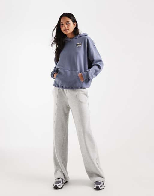 Hollister - sudadera con capucha extragrande con gráfico de logo en azul grisáceo, 2 de 4