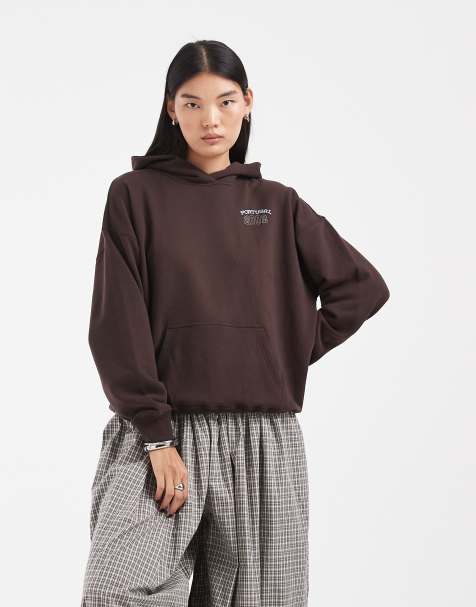 Hollister - sudadera con capucha extragrande con gráfico marrón - view 1