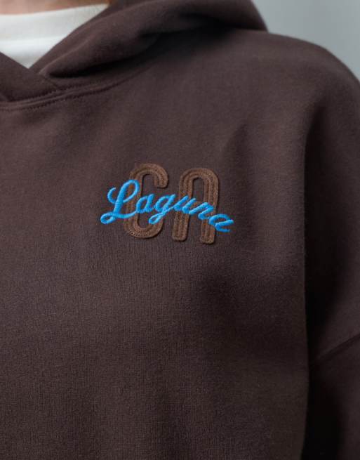 Hollister sudadera con capucha extragrande con logo gráfico en parche en marrón, 2 de 4
