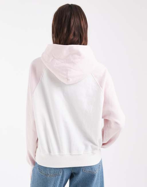Hollister sudadera con capucha extragrande raglán en blanco y rosa, 2 de 4