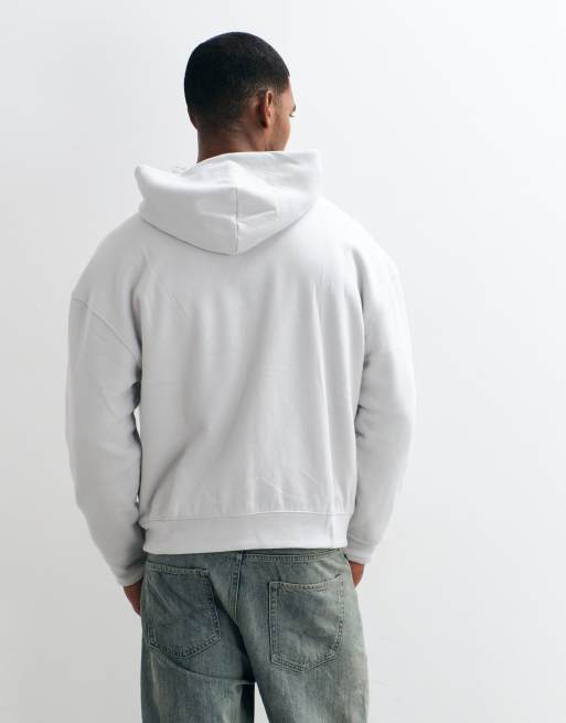 Hollister - Sudadera con capucha reversible con cremallera y estampado de leopardo gris claro, 5 de 5
