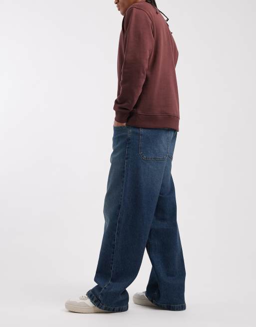 Hollister super baggy pocket jeans in dark blue wash ASOS