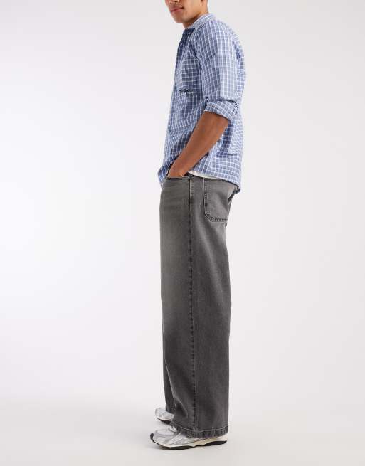 Hollister super baggy 5 pocket jeans in washed grey, 3 of 5