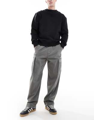 Hollister Super Baggy Cargo Trousers In Gray