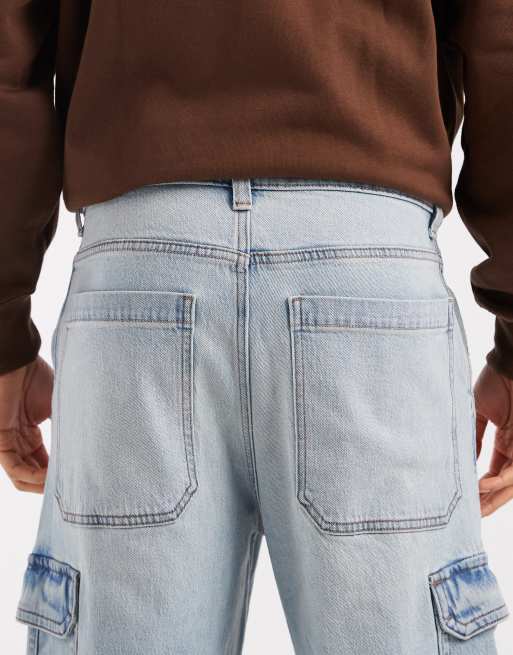 Hollister - Super baggy cargojeans in lichtblauwe wassing, 5 van 5