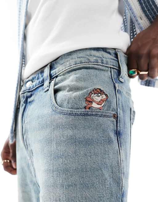 Hollister - Super baggy denim short met borduursel in medium wassing, 2 van 5