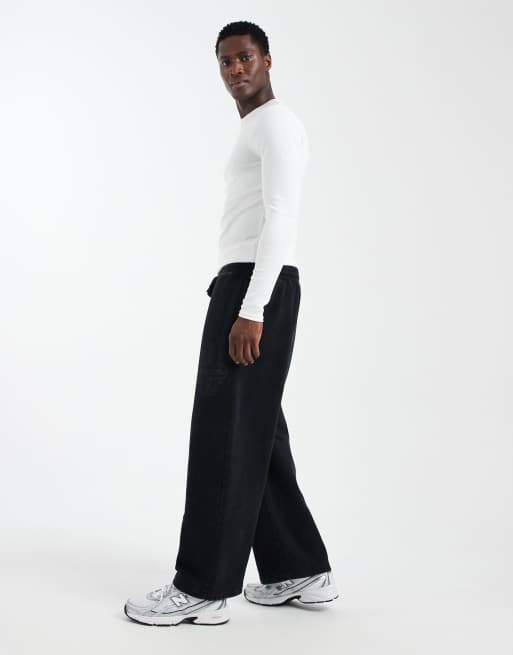 Hollister super baggy graphic joggers in acid black, 3 of 5