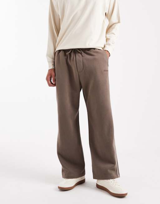 Hollister super baggy uncuffed trackies in brown