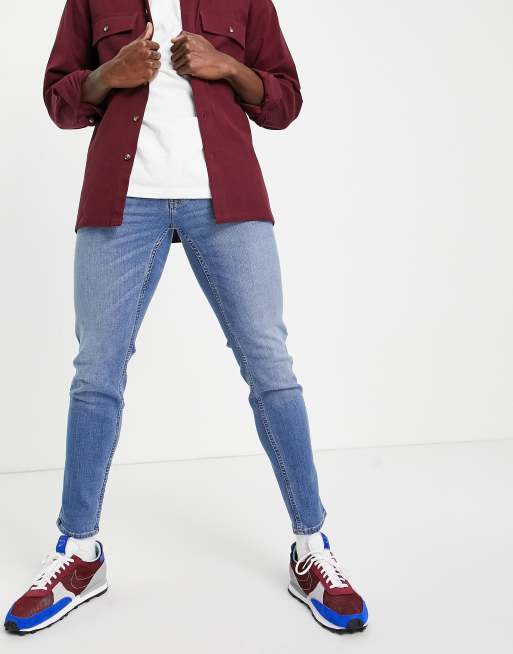 Hollister super skinny fit jeans in bright mid wash