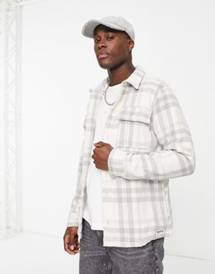 Hollister cozy brushed check flannel overshirt in white - ASOS Price Checker