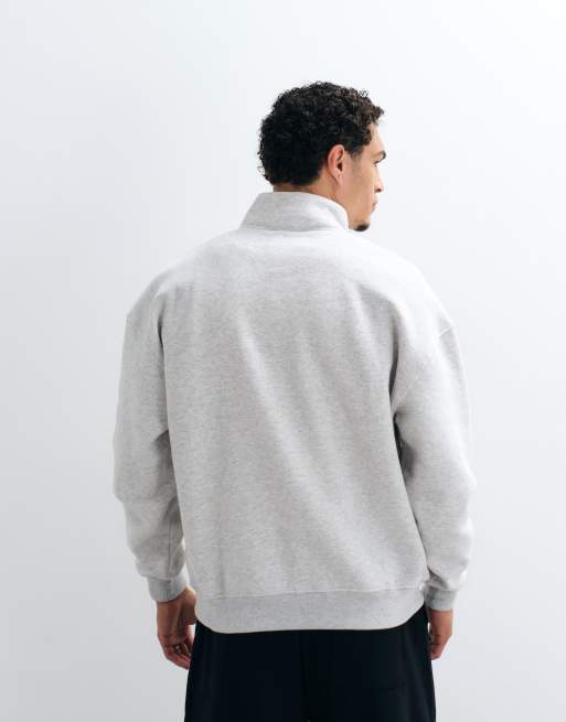 Hollister surf-logo sweatshirt med 1/4 lynlås i lysegrå, 5 af 5